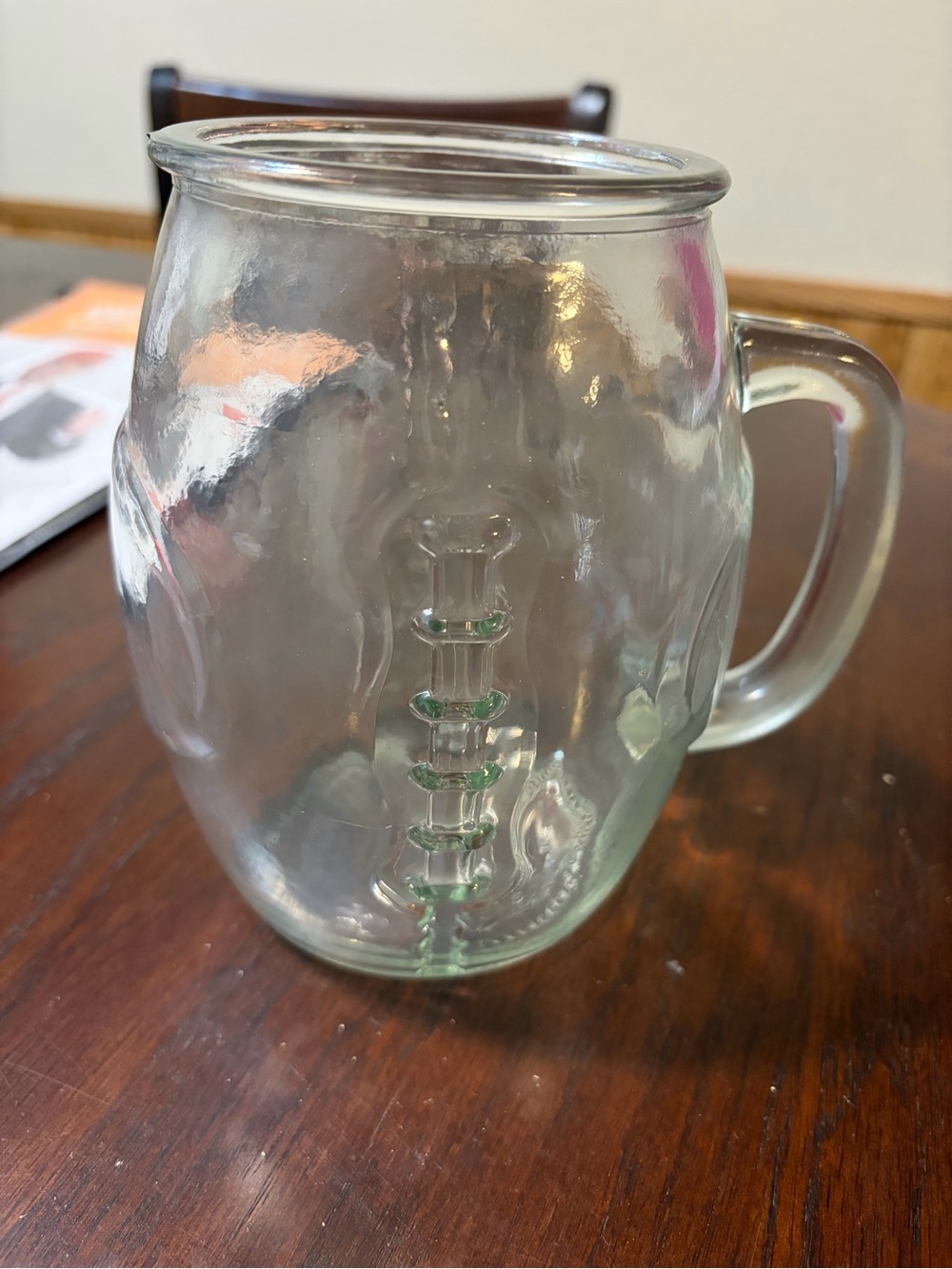 Clear Glass Football Mug with Football Detail – Sports/Game Day